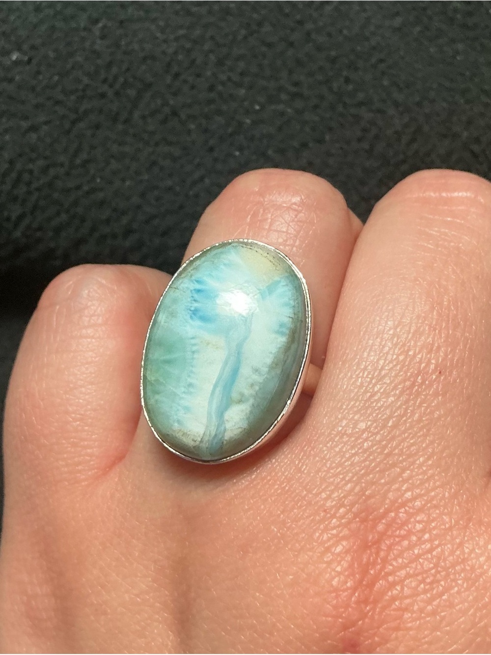 Larimar Ring Natural Larimar Gemstone Ring 925 Sterling Silver Larimar Ring